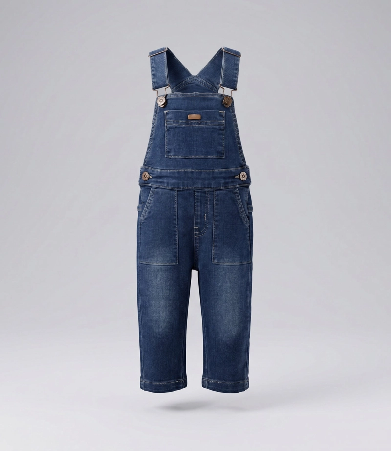 JARDINERA BEBE  B12181270174 DENIM CELESTE BLACK AND BLUE - 1
