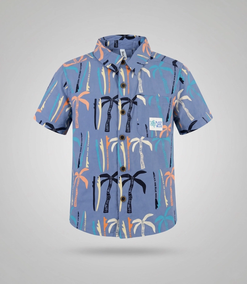 CAMISA MANGA CORTA NIÑO  B11261270160 AZUL  BLACK AND BLUE - 2