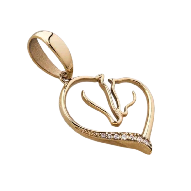 COLGANTE CORAZÓN CABALLOS ORO LAMINADO 18K - 1