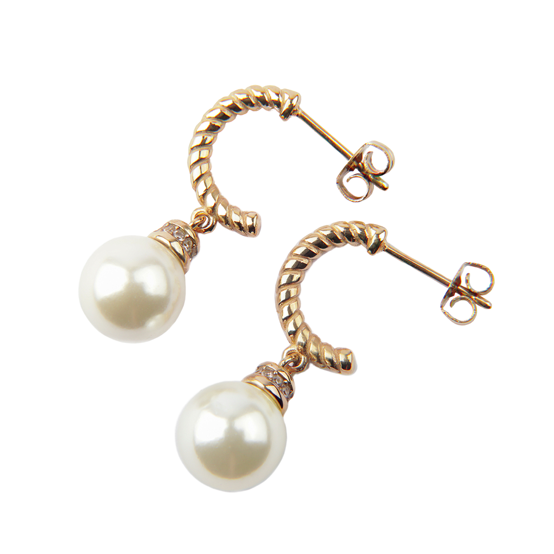 AROS JOYERIA Y RELOJ ZO ESPIRAL CON PERLA ORO LAMINADO 18K ZO - 1