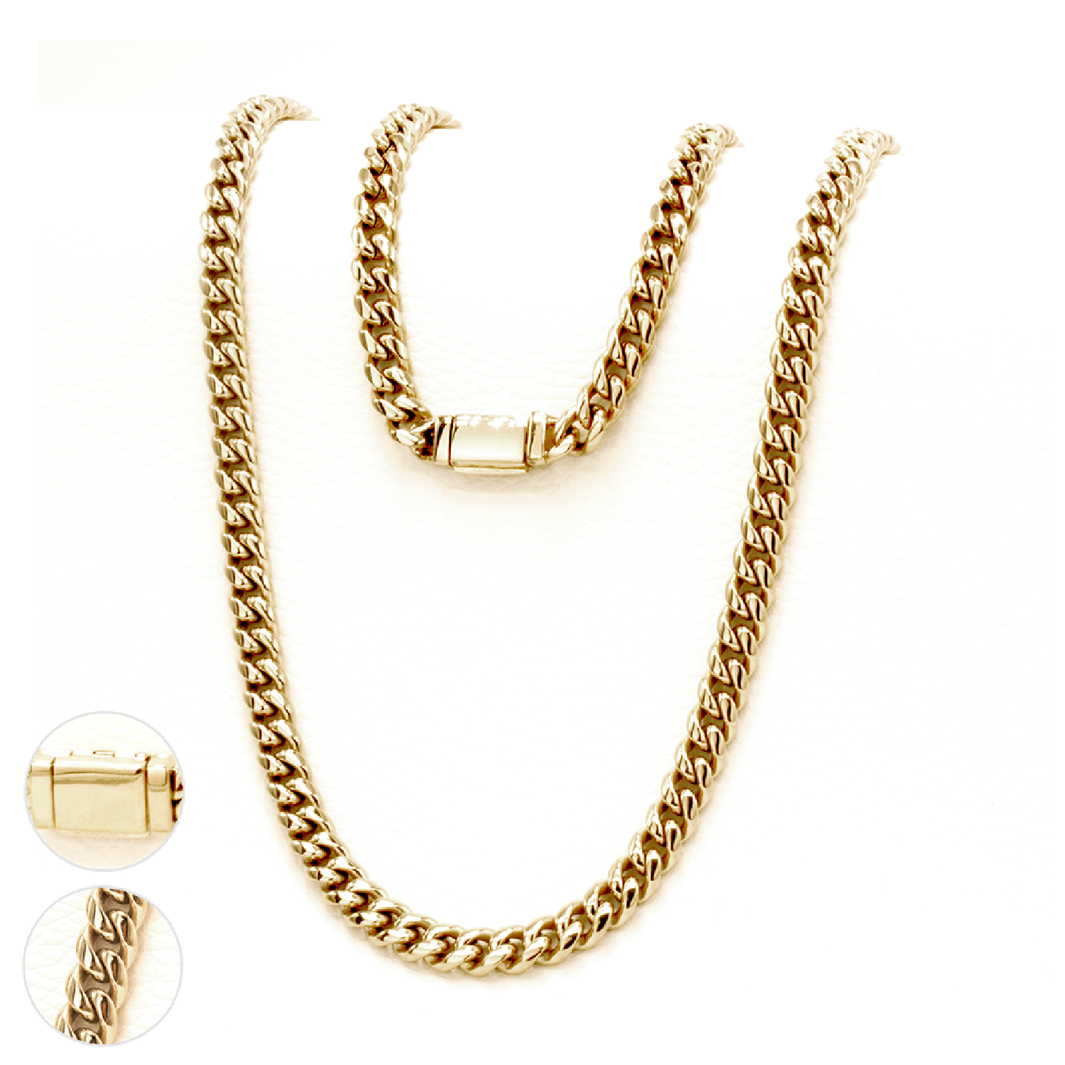 CADENA JOYERIA Y RELOJ ZO ORO LAMINADO 18K CUBANA 6MM/65CM BROCHE PLANO LISO - 1