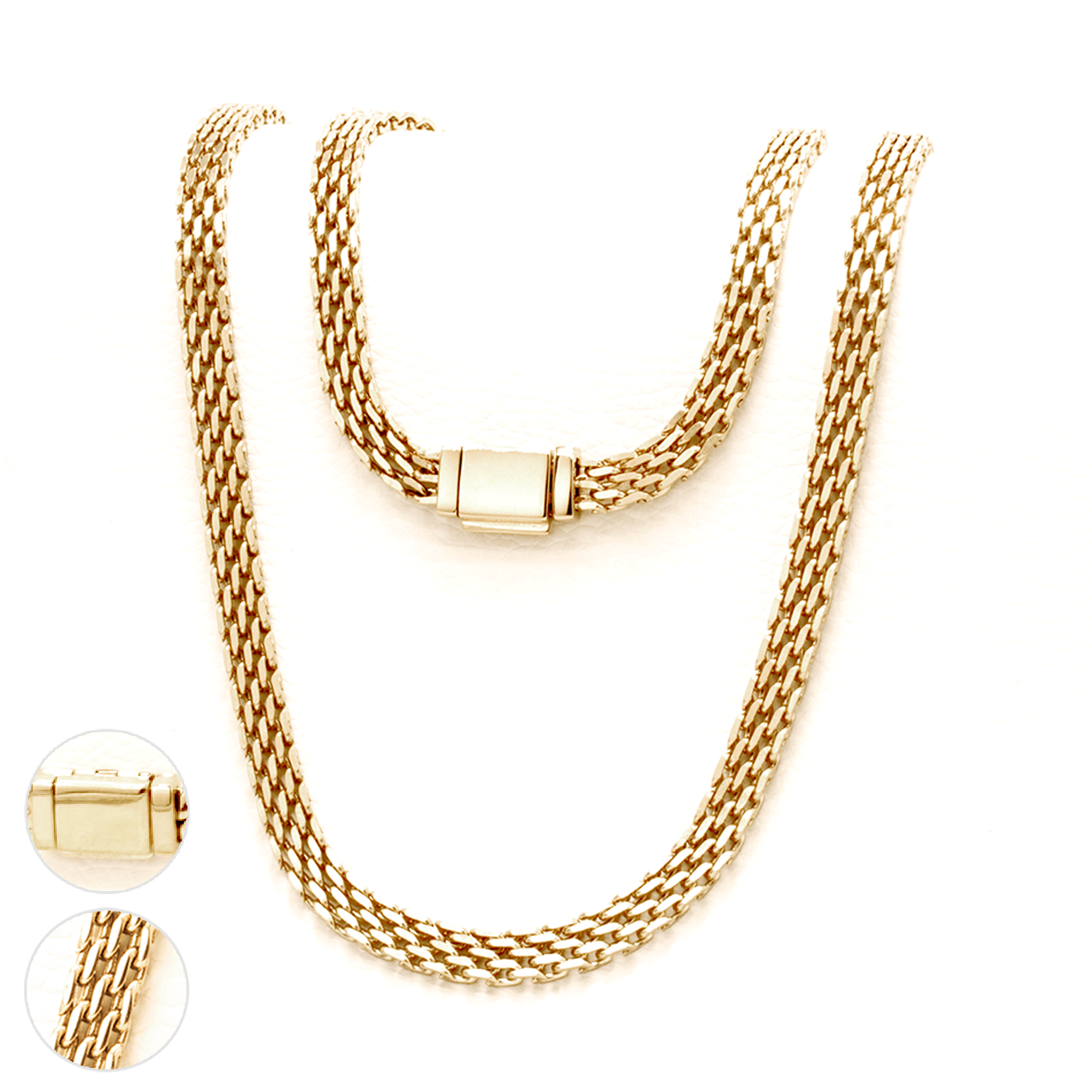 CADENA JOYERIA Y RELOJ ZO ORO LAMINADO 18K CHINESCA 6MM/65CM BROCHE PLANO LISO - 1