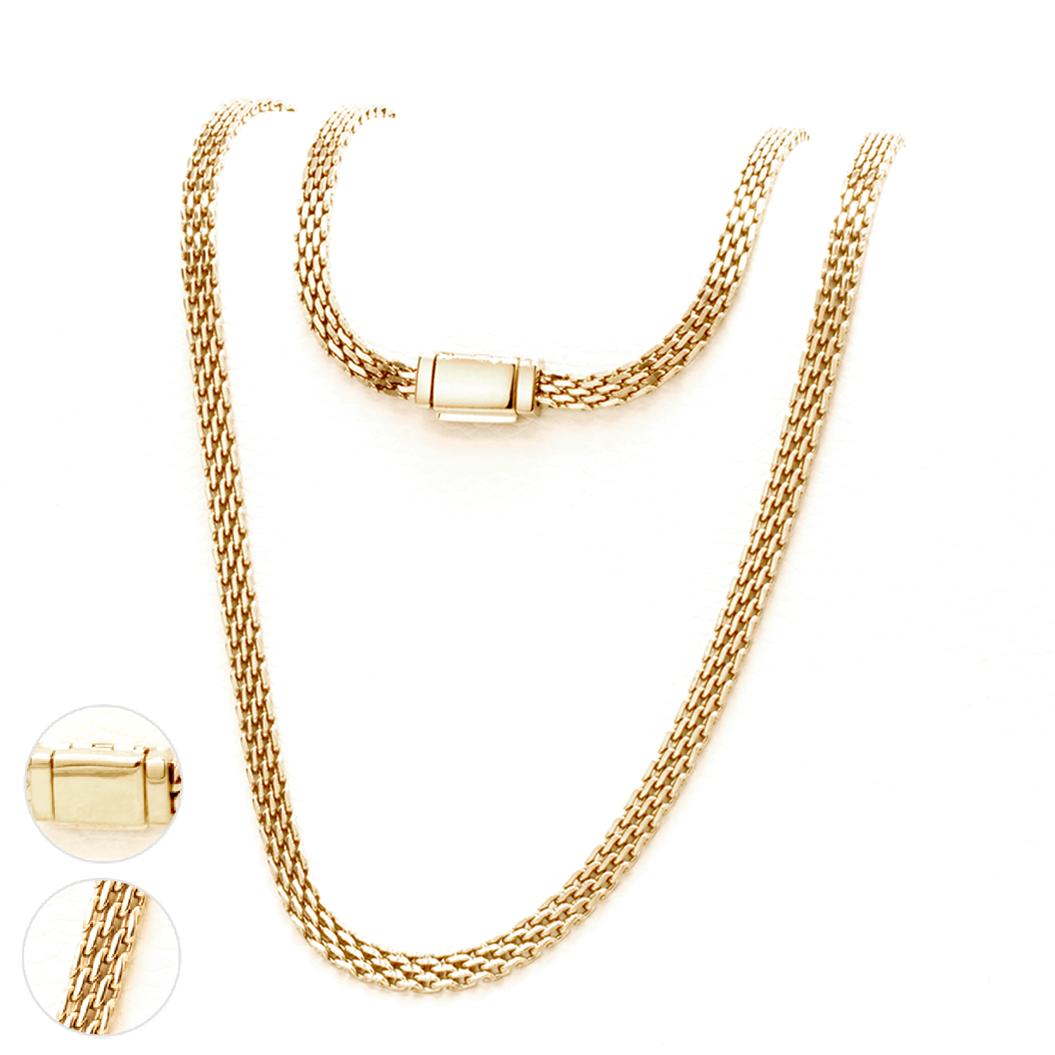 CADENA JOYERIA Y RELOJ ZO ORO LAMINADO 18K CHINESCA 4MM/65CM BROCHE PLANO LISO - 1