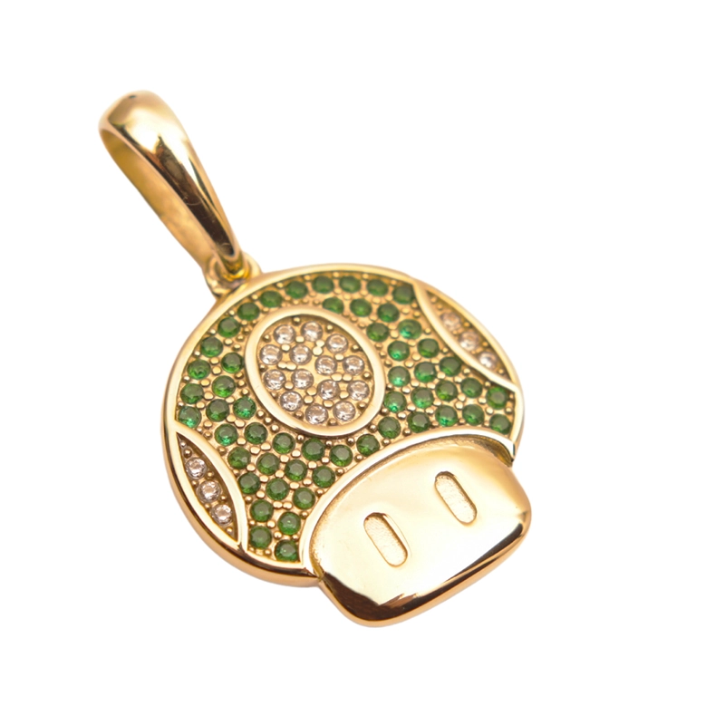 COLGANTE HONGO VERDE MARIO BRO ORO LAMINADO 18K - 1