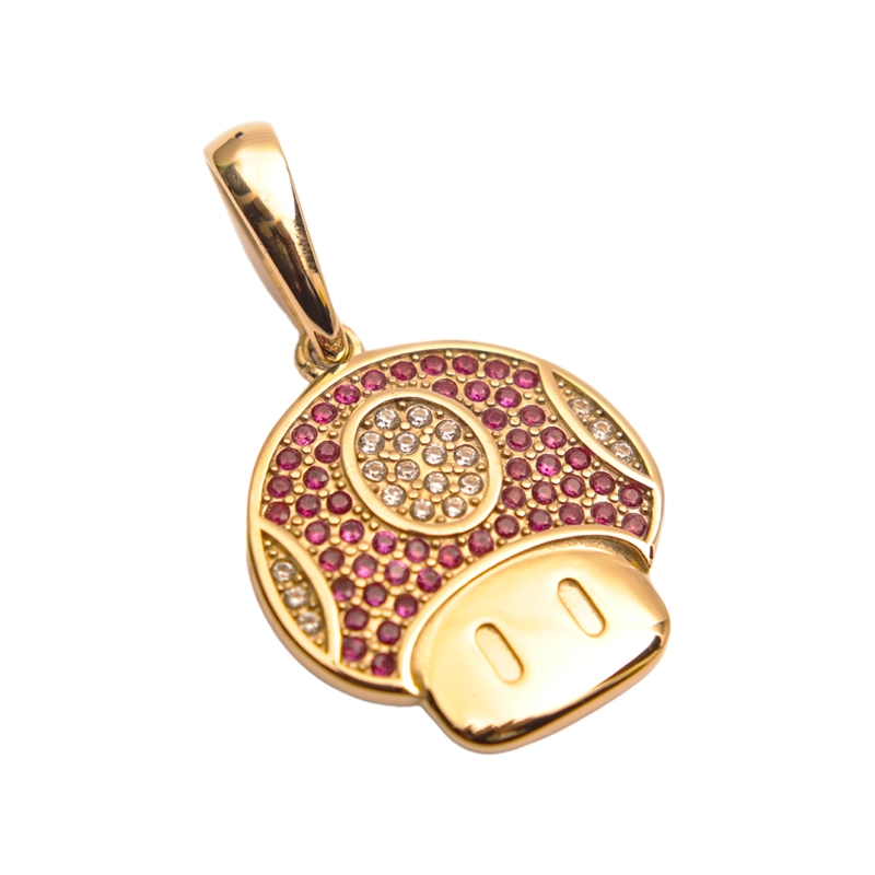 COLGANTE HONGO MORADO MARIO BRO ORO LAMINADO 18K - 1