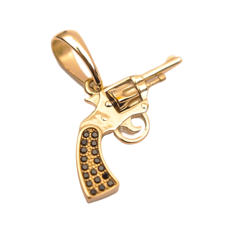 COLGANTE REVOLVER ORO LAMINADO 18K - 1