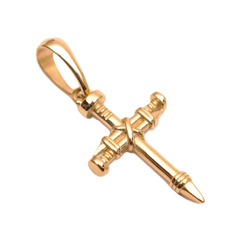 COLGANTE CRUZ CLAVOS ORO LAMINADO 18K - 1