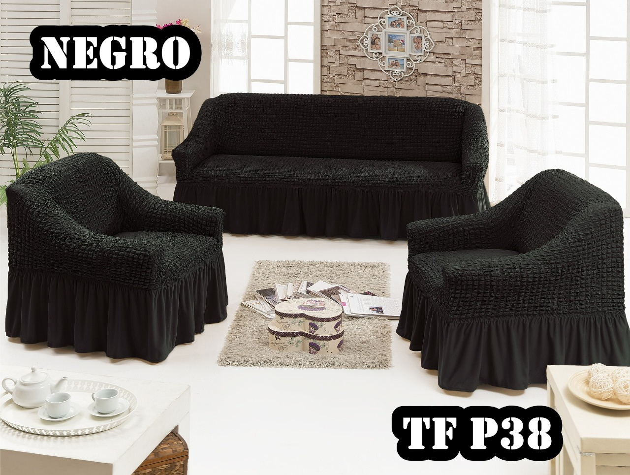 FUNDA CUBRE SILLON SOFA CUADRILLE TURCO 3 PIEZAS - 1