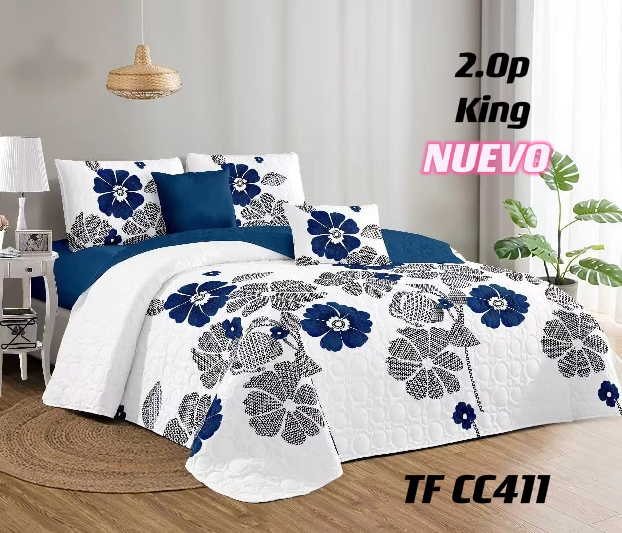 CUBRECAMA ANGELES DEL HOGAR KING ESTAMPADO VERANO DISEÑOS - 1