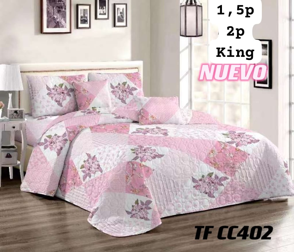 CUBRECAMA ANGELES DEL HOGAR 1.5 PLAZAS ESTAMPADO VERANO DISEÑOS - 1