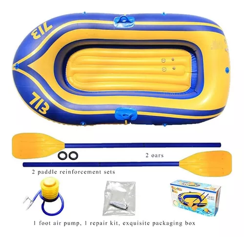 BOTE INFLABLE CON REMOS CUERDA E INFLADOR - 2