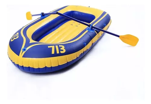 BOTE INFLABLE CON REMOS CUERDA E INFLADOR - 3