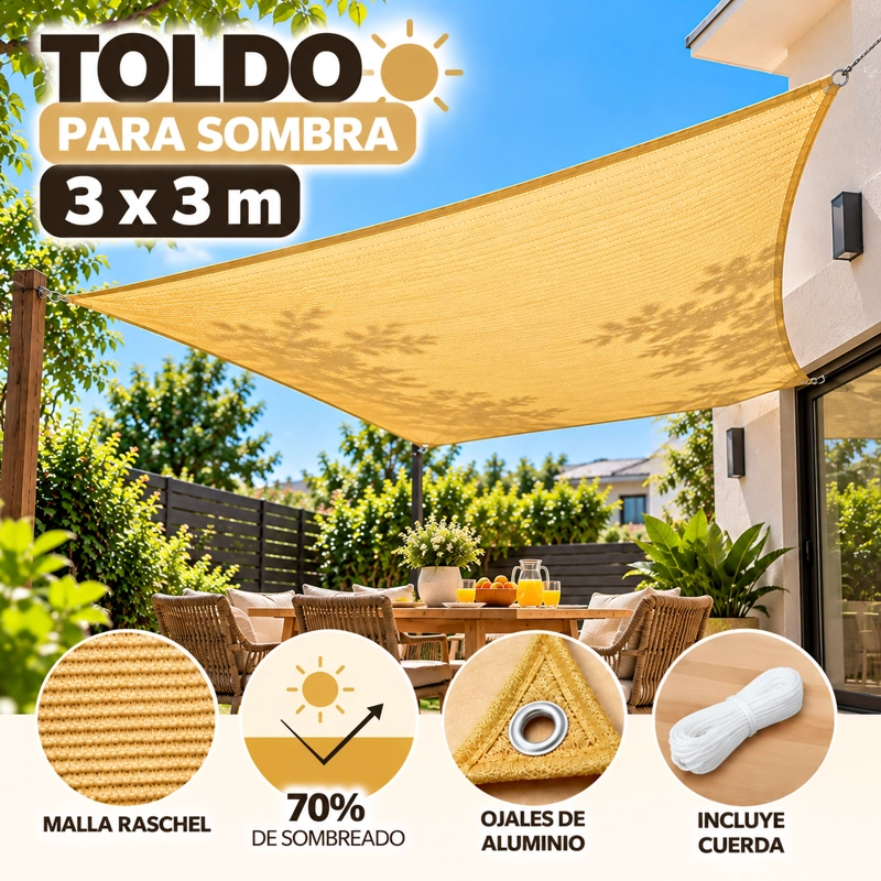 LONA SOMBREADORA TOLDO VELA CUADRADA 6X6 - 2