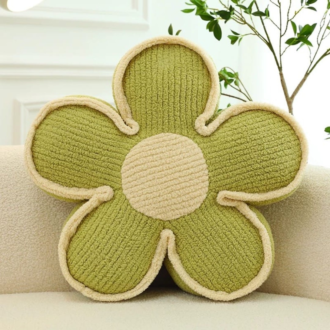 COJÍN ANGELES DEL HOGAR DECORATIVO FORMATO FLOR 45 X 45 CM AMARILLO - 1