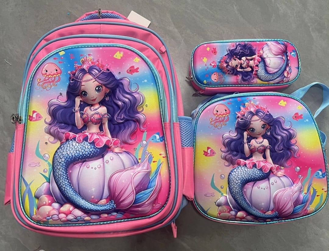 MOCHILA ESCOLAR INFANTIL 3D MAS LONCHERA Y ESTUCHE - 1