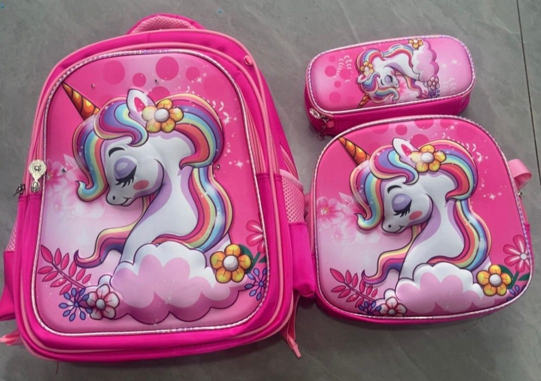 MOCHILA ESCOLAR INFANTIL 3D MAS LONCHERA Y ESTUCHE - 1