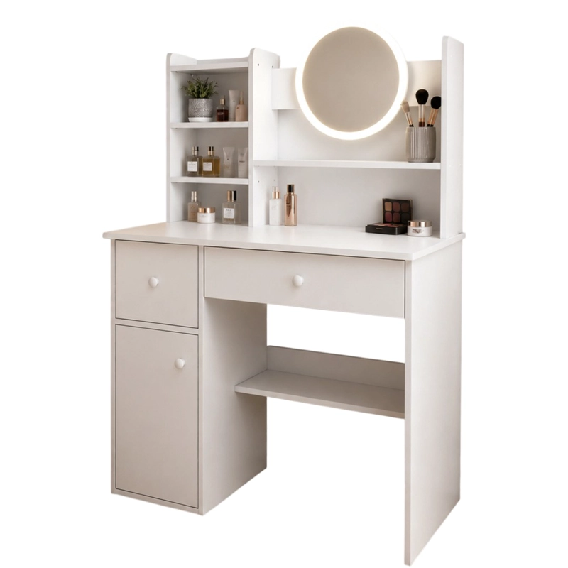 CÓMODA ANGELES DEL HOGAR MADERA BLANCO DORMITORIO LUCES LED JUEGO TOCADOR MODERNO 3 AJUSTES BRILLO - 3