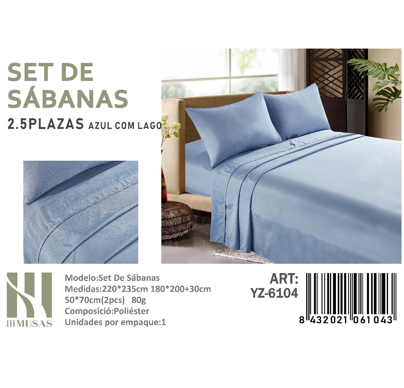 SET DE SABANAS KING 150 HILOS + 2 FUNDA DE ALMOHADA - 1