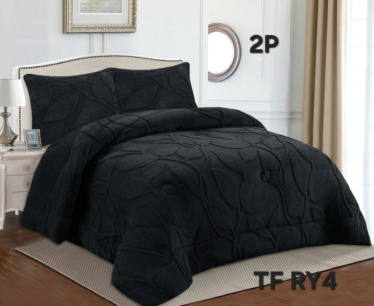 COBERTOR DE INVIERNO CON DISEÑO DE HOJAS 2P - 1