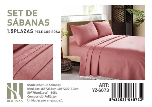 JUEGO DE SABANAS DE 200 HILOS PLAZA Y MEDIA COLOR A ELECCIÓN - 1