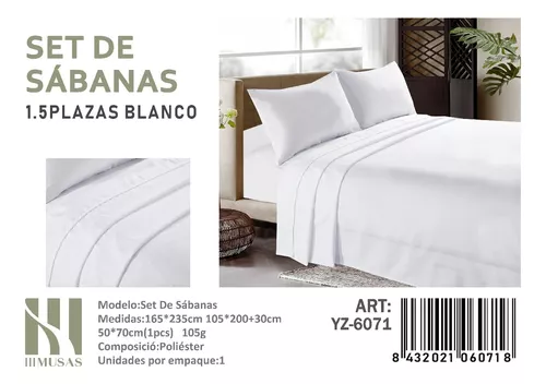 JUEGO DE SABANAS DE 200 HILOS PLAZA Y MEDIA COLOR A ELECCIÓN - 1