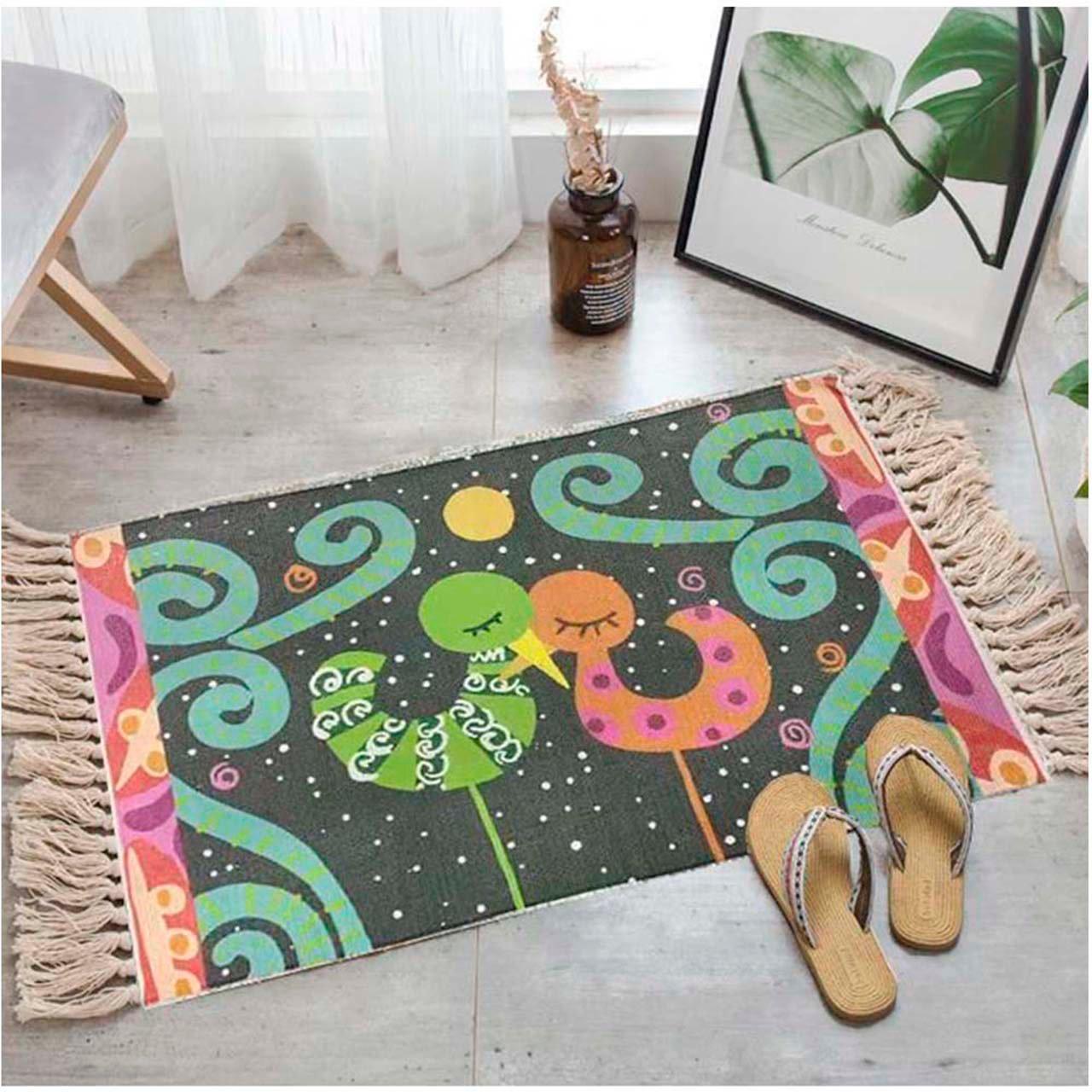 ALFOMBRA PEQUEÑA DE LINO Y ALGODÓN DE ESTILO NÓRDICO Y BOHEMIO 60X90CM - 1