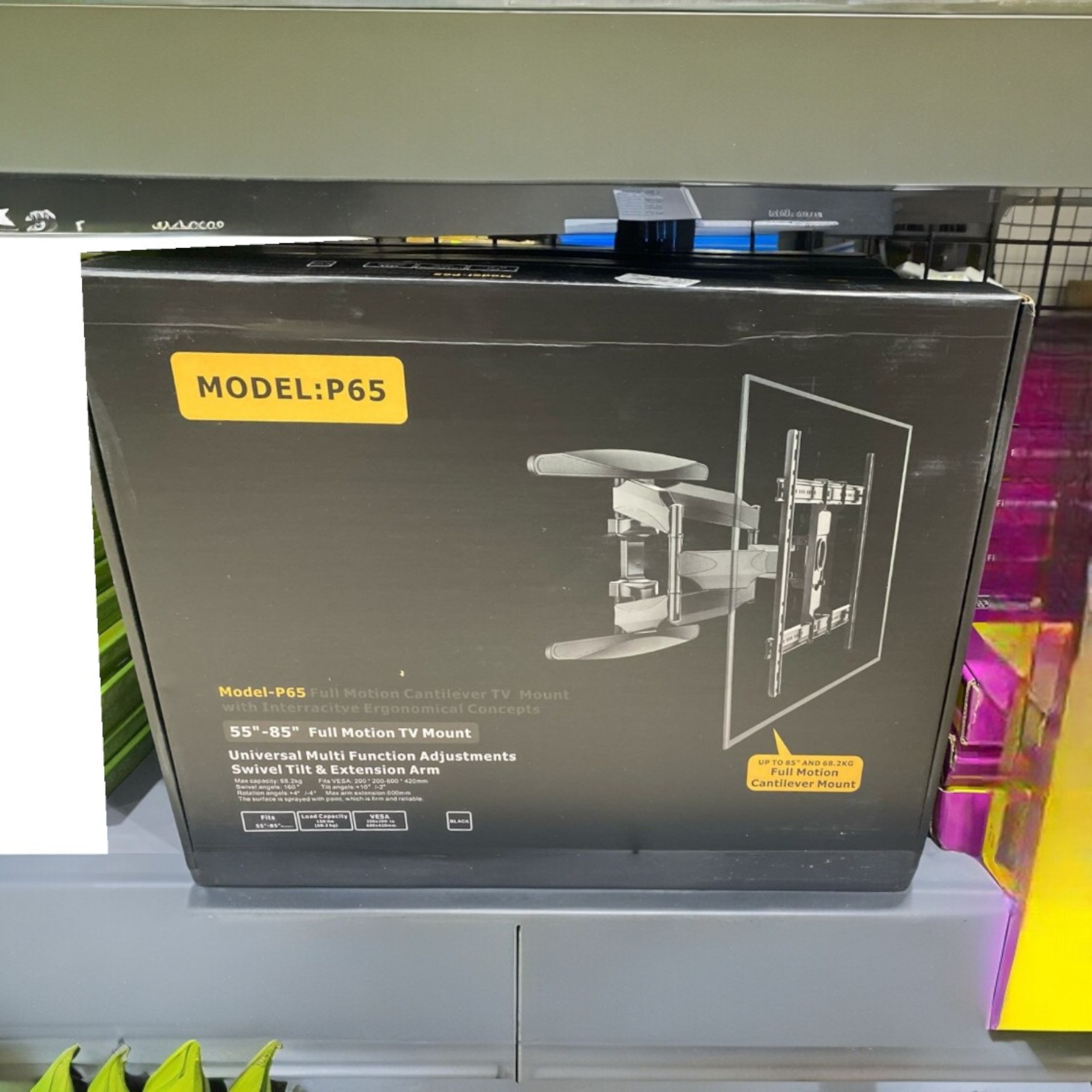 SOPORTE 55-85 PULGADAS CON BRAZO ARTICULADO BASE TV UNIVERSAL NEGRO - 2