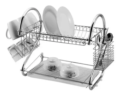 SECAPLATOS ESCURRIDOR DE PLATOS CON BANDEJA COCINA 2 NIVELES - 1