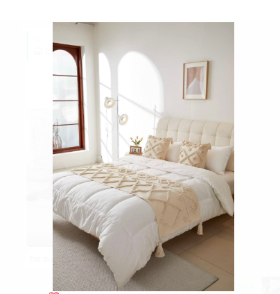 PIECERA BOHO CON BORLAS MÁS DOS FUNDAS DE COJÍN CAMA 2 PLAZAS Y KING 70X210CM - 1