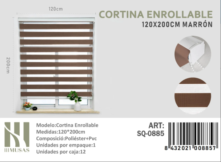 CORTINA ROLLER DUO LISA 120CM X 200CM - 1