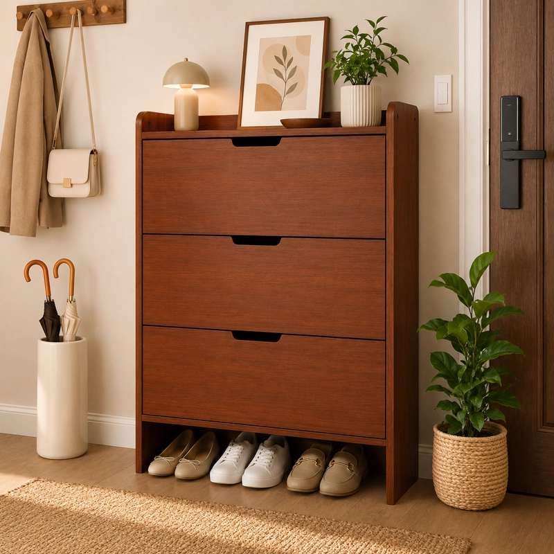 MUEBLE ZAPATERO ORGANIZADOR ESTANTE PARA ZAPATOS EN COLOR CAFE - 2