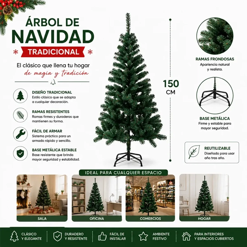 ARBOL DE NAVIDAD PINO ARTIFICIAL 150CM SDS16 - 1