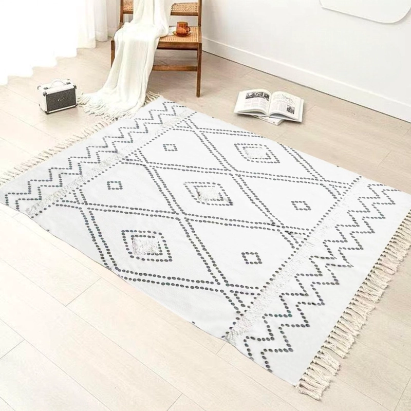 ALFOMBRA DE LINO Y ALGODON DE ESTILO BOHEMIO120X180CM - 1