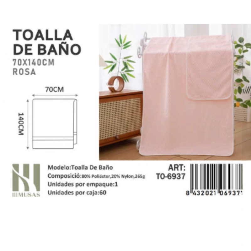 TOALLA DE MICROFIBRA SUAVE 70X140CM IMUSSA - 1