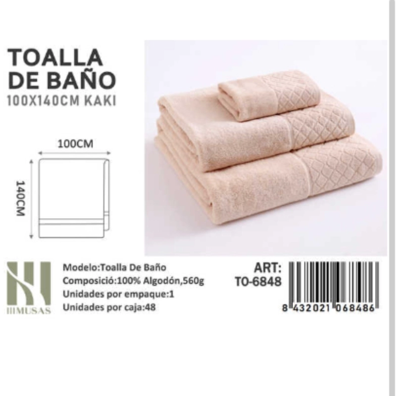TOALLAS 100% ALGODON CON DETALLES BORDADOS 100X140CM - 1