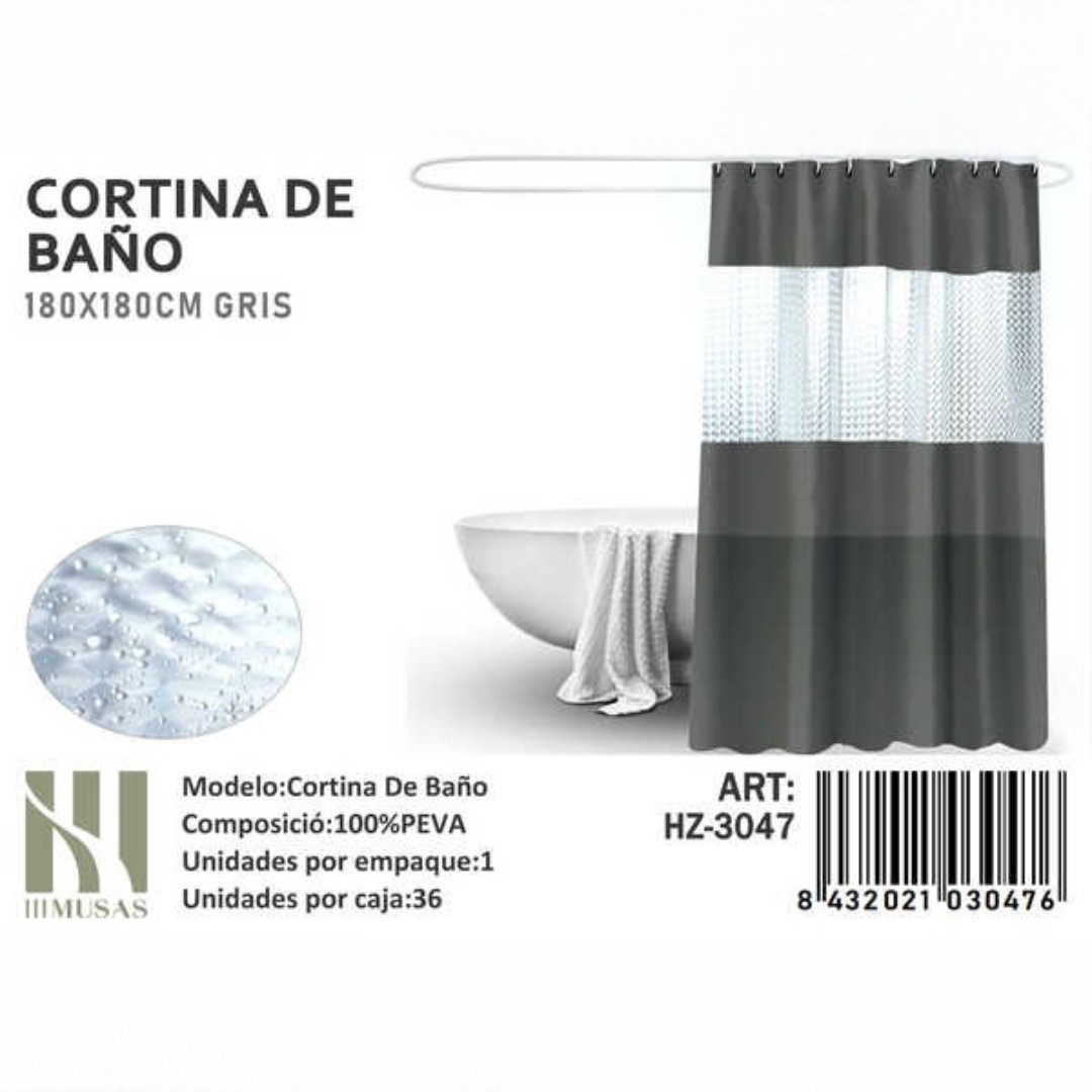 CORTINA DE BAÑO IMPERMEABLE 180X180CM - 1