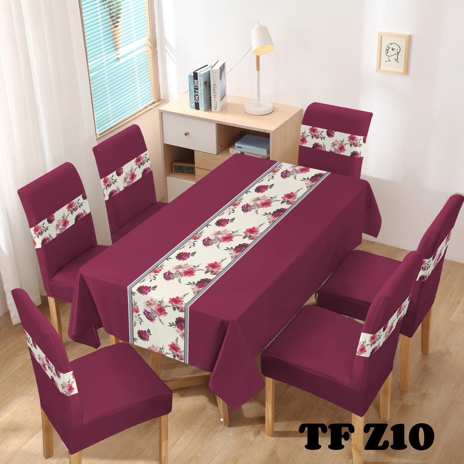 MANTEL PARA MESA COMEDOR CON 6 FUNDAS DE SILLA - 1