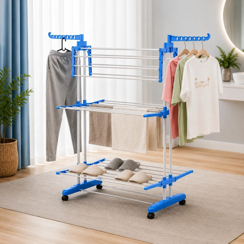 TENDEDERO DE ROPA LARGO VERTICAL 3 NIVELES PLEGABLE - 2