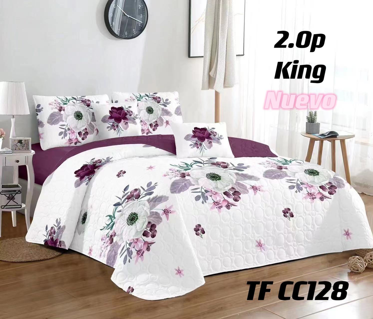 CUBRECAMA ANGELES DEL HOGAR KING ESTAMPADO VERANO DISEÑOS - 1