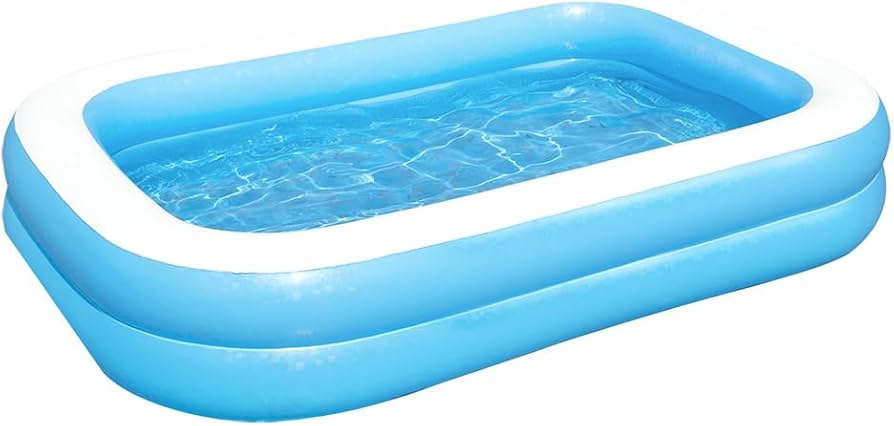 PISCINA INFLABLE ANGELES DEL HOGAR RECTANGULAR 200X140X40 CM VERANO NIÑOS - 1