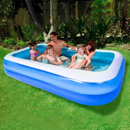 PISCINA INFLABLE ANGELES DEL HOGAR RECTANGULAR 200X140X40 CM VERANO NIÑOS - 3