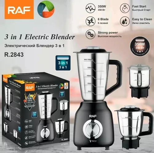 ANGELES DEL HOGAR LICUADORA 3EN1 VASO DE METAL RESISTENTE 1.5 LT RAF