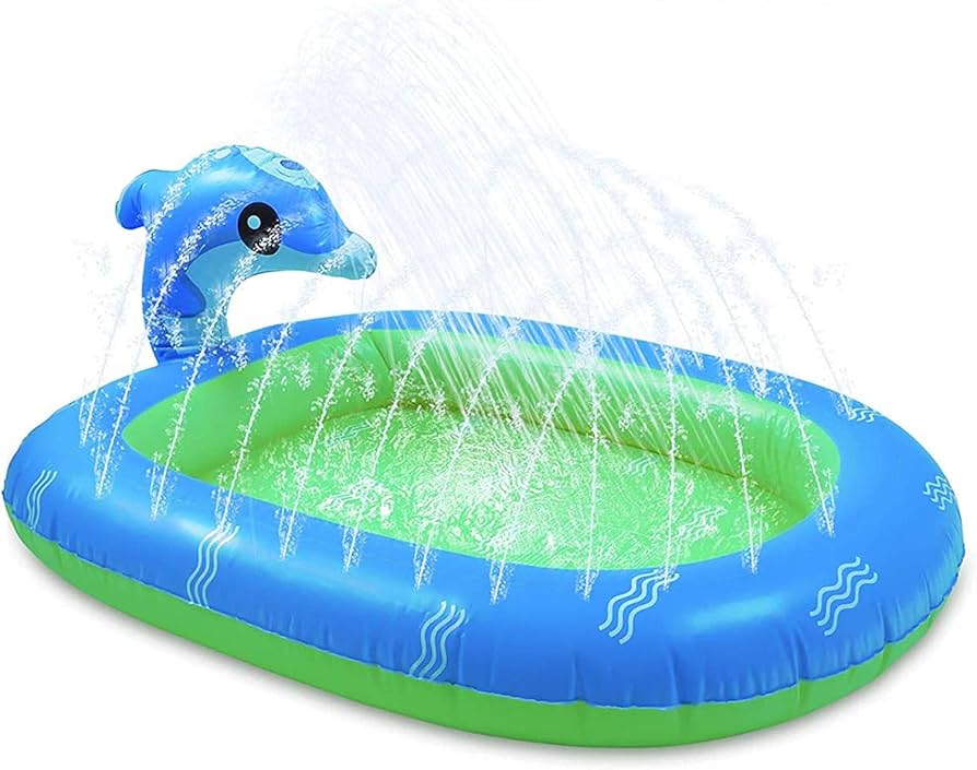 PISCINA INFLABLE ANGELES DEL HOGAR 45X110 CM CON DELFIN Y LANZA AGUA - 1