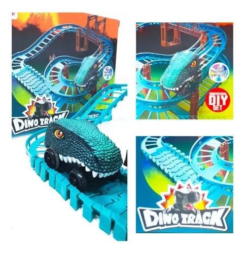 PISTA TRACKS DINO CON AUTO ANGELES DEL HOGAR MAGIC LUCES LED ESTACIONAMIENTO - 1