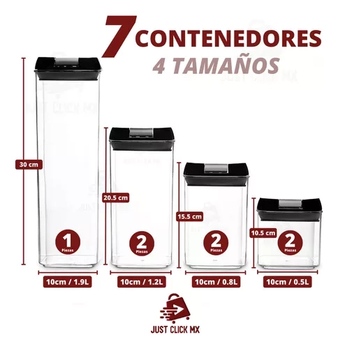 PACK 7 ENVASES RECIPIENTES HERMETICOS ESPECIEROS COCINA - 3