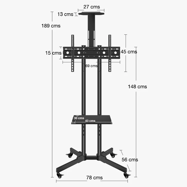 SOPORTE TV BASE PEDESTAL 32 60? MÓVIL RUEDAS HB1500 ANGELES DEL HOGAR - 2