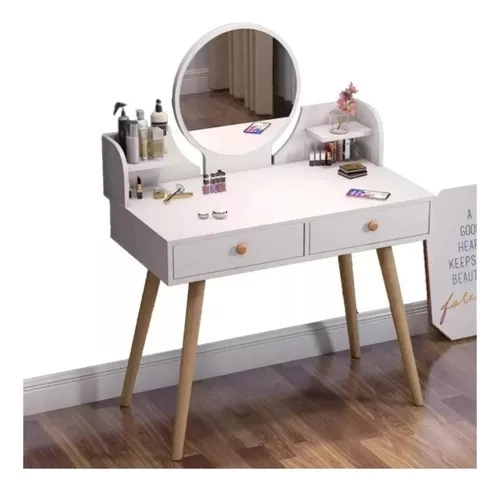 PEINADOR TOCADOR CON ESPEJO MESA DE NOCHE CON ASIENTO - 2
