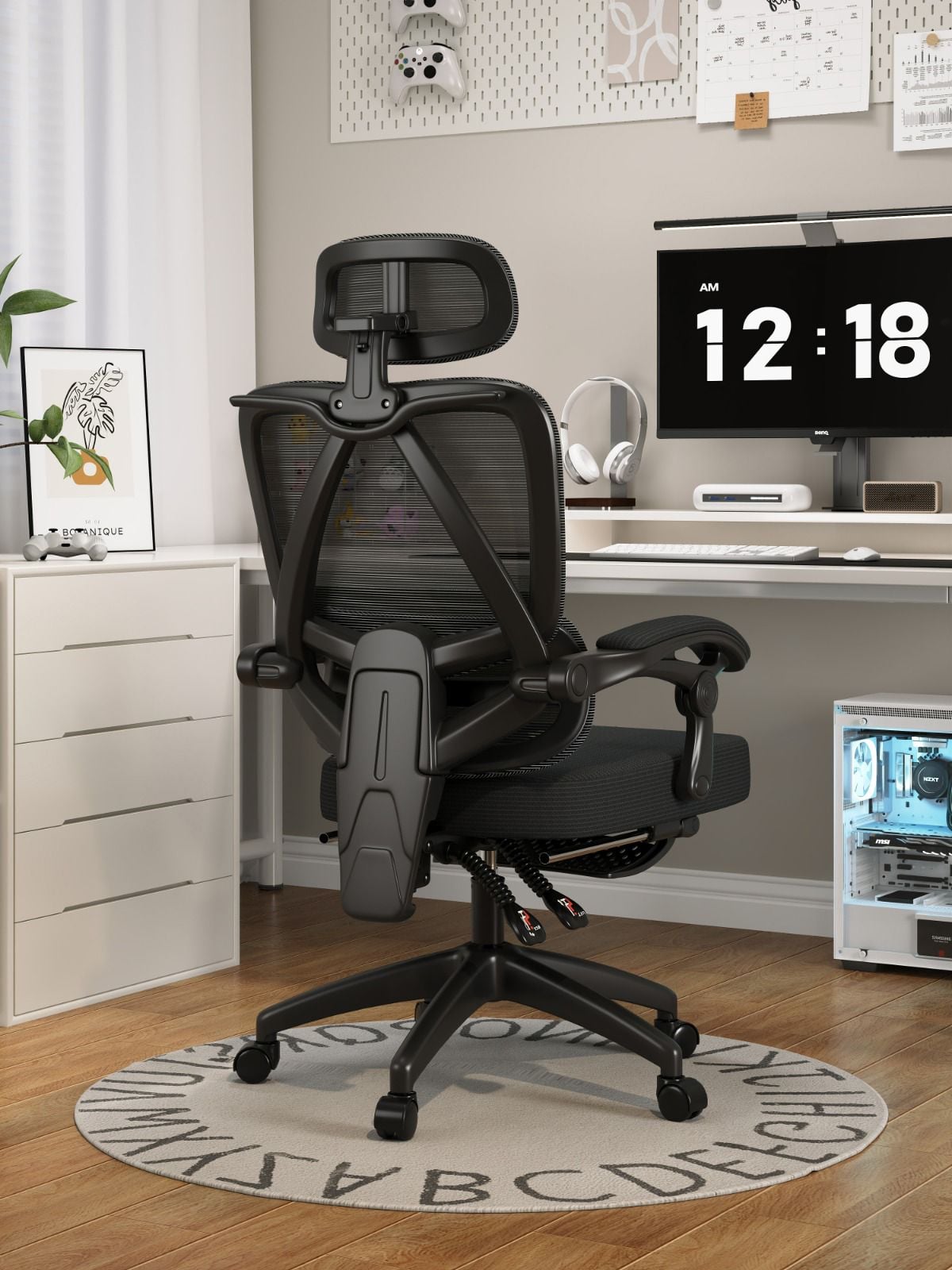 SILLA OFICINA ANGELES DEL HOGAR ERGONOMICA CON RESPALDO ESTILO NORDICO - 3