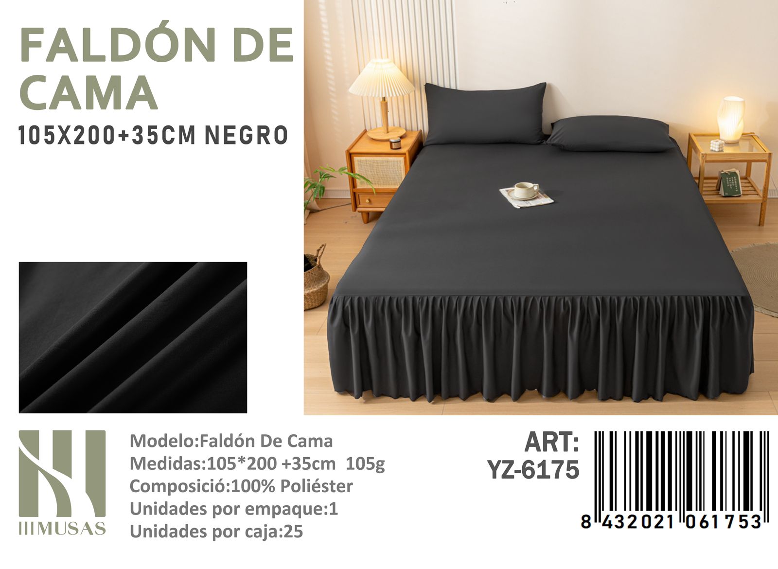 FALDÓN CAMA ANGELES DEL HOGAR 1.5 PLAZAS MEDIDA 105X200X35 - 1