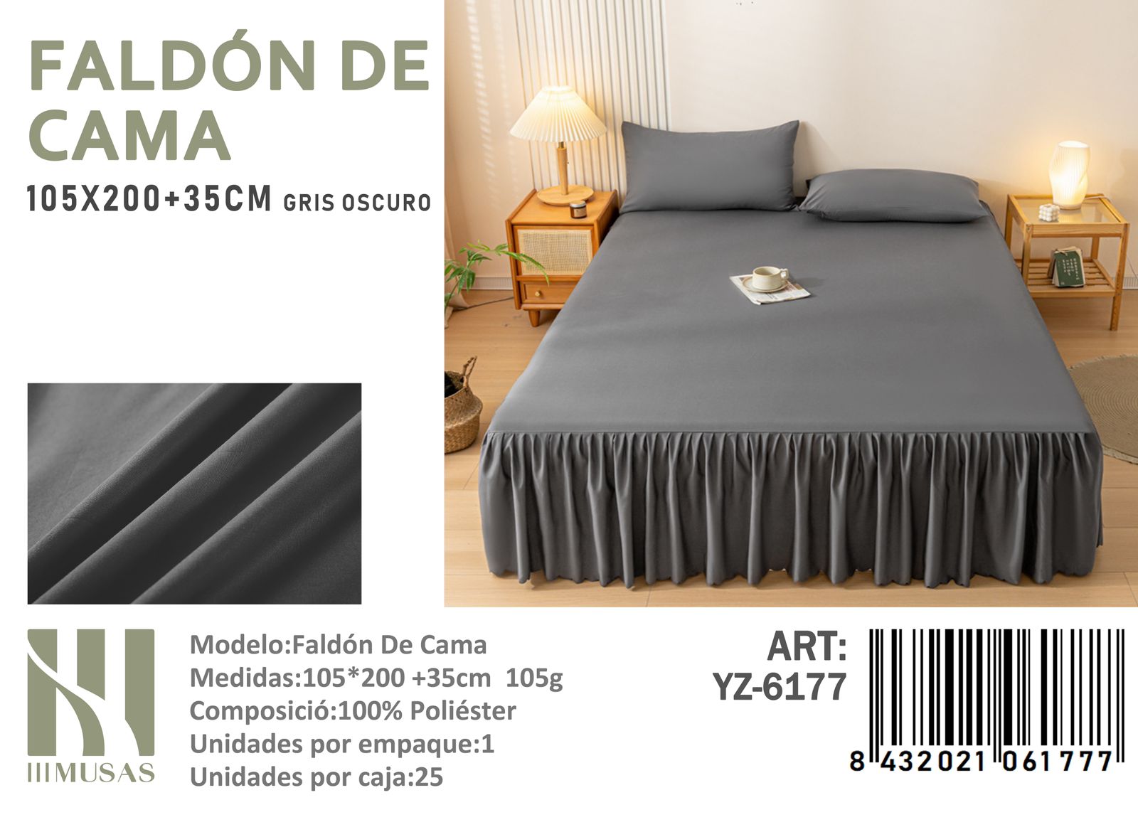 FALDÓN CAMA ANGELES DEL HOGAR 1.5 PLAZAS MEDIDA 105X200X35 - 1